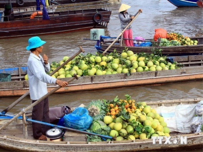 Chợ nổi Cái Răng. (Ảnh: Duy Khương/TTXVN)